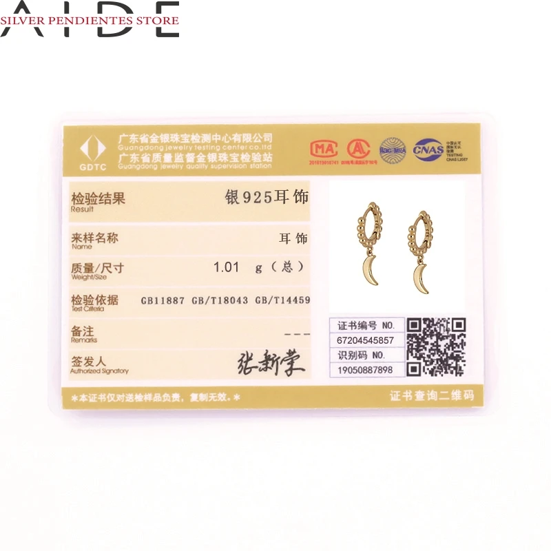 

ADIE 925 Sterling Silver Moon Pendant Earrings For Women Fashion Jewelry 2020 New Girls Minimalist Beaded Earrings Bijoux Femme