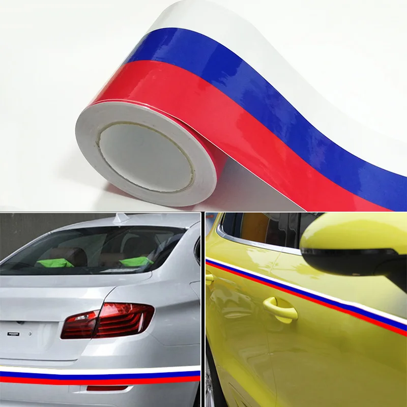 

7.5cm/15cm*100cm Car Sticker Russia German France Italy Belgium Flag Stripe Decal Bumper Car Body Stickers For All Car Accessory