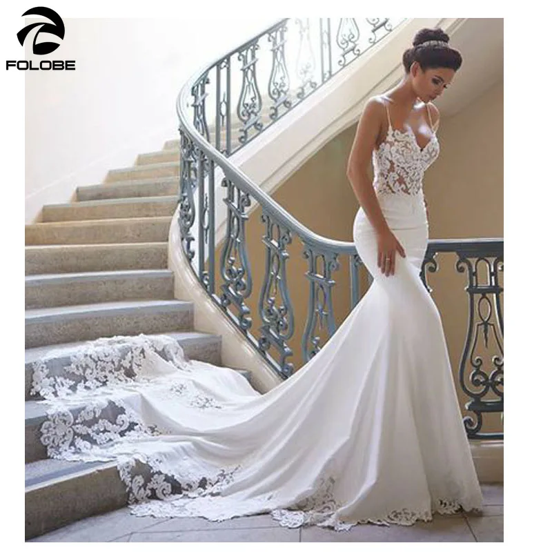 FOLOBE кружевное свадебное платье русалки с рукавами 2020 Vestidos de novia винтажное Милое