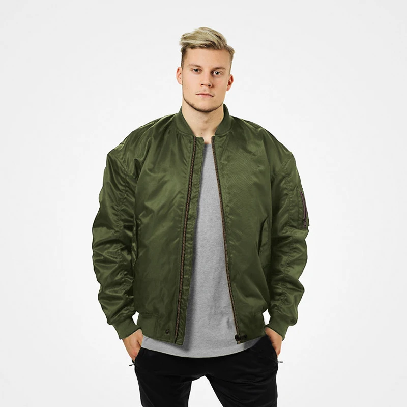 Мужская куртка бомбер с хлопковой подкладкой Повседневная Уличная на молнии в