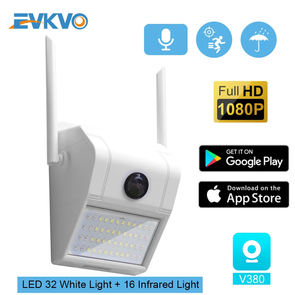 EVKVO Smart 1080P HD 2MP Водонепроницаемый стены ip камера в форме лампы ИК ночного видения