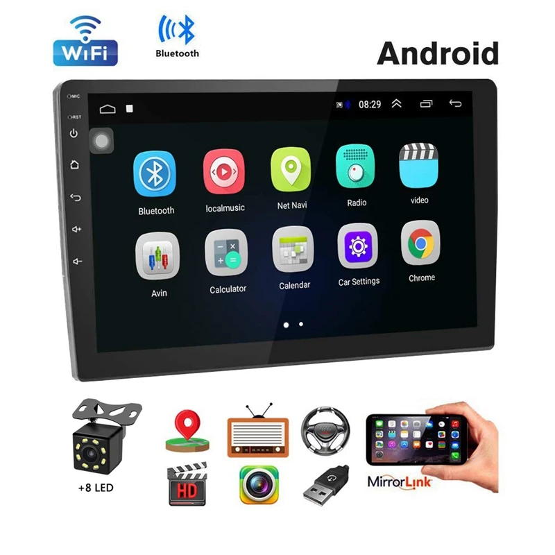 

Автомобильная стерео-система, 2 Din, Android-навигация, стерео 10,1 дюйма, HD-экран с прессом, автомобильная стереосистема с Bluetooth, GPS, Wi-Fi, FM-радио
