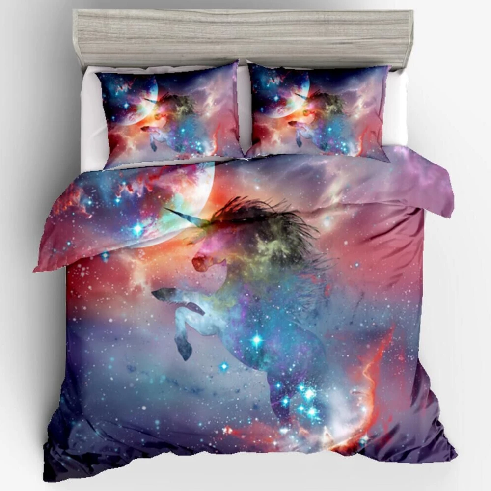 (20) украшение для спальни девочки милый Единорог/с принтом волка пододеяльник