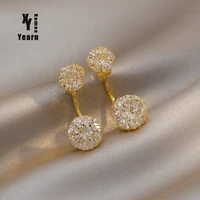 design sense woven wire wrapped round zircon back hanging earrings korean fashion girls jewelry luxury earrings for womans gift