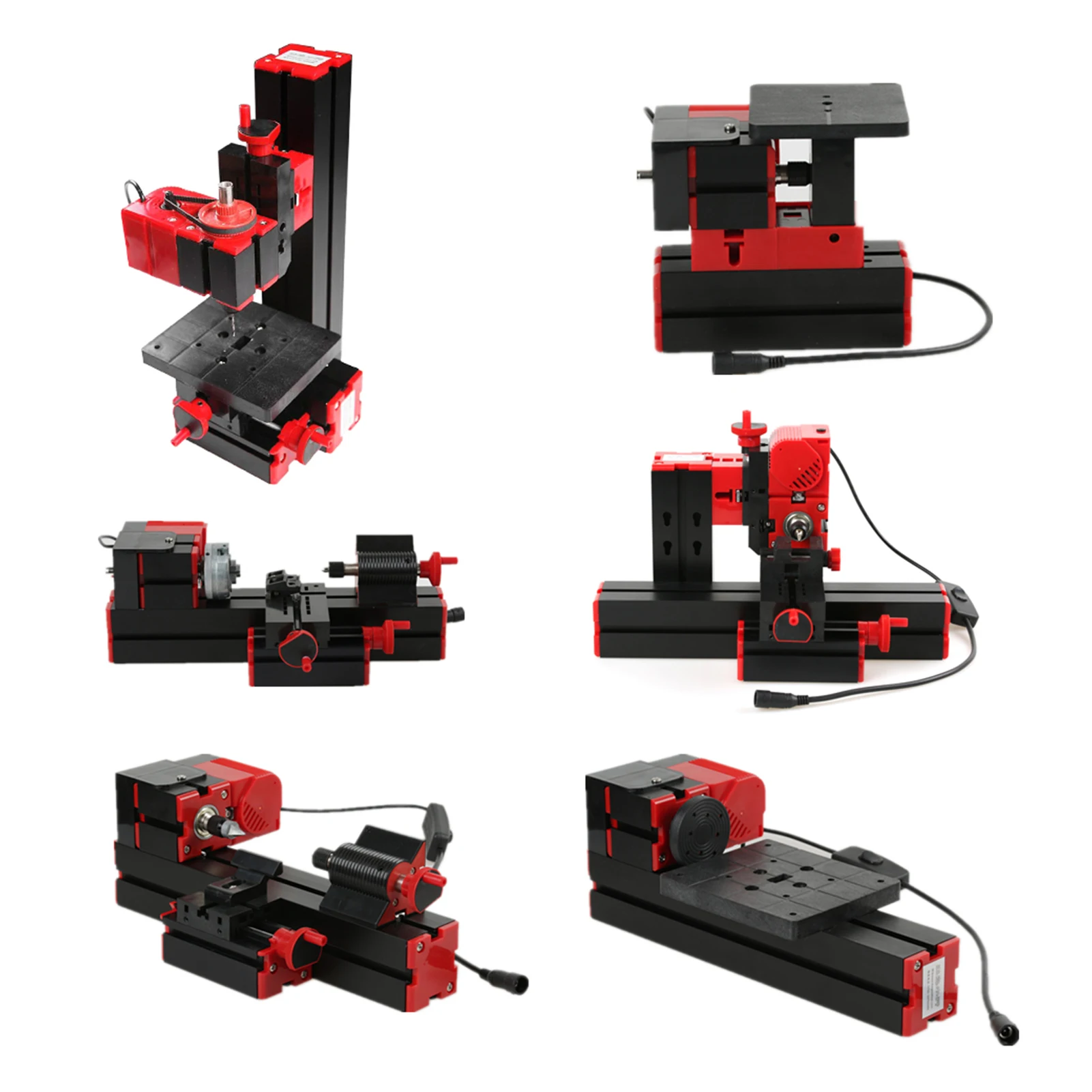 

Mini DIY 6 in 1 Motorized Transformer mini lathe machine Jigsaw Grinder Driller Drilling Sanding Turning wood milling machine