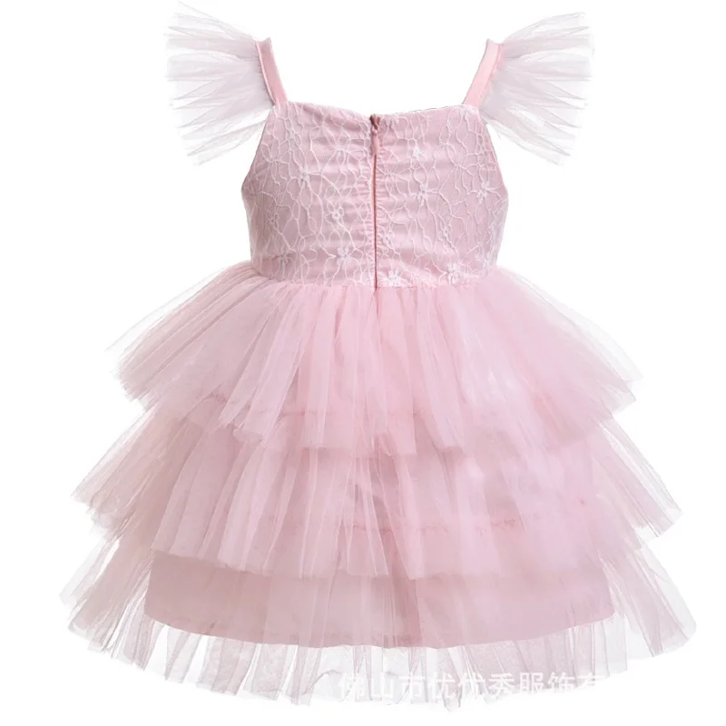 Платье принцессы для маленьких девочек Сетчатое кружевное элегантное