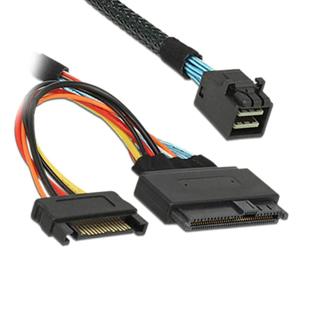 

Кабель питания Mini SAS 36P SFF8643 к SFF8639 + 15P SATA, кабель для подключения данных к компьютеру, внутреннему жесткому диску, серверу, настольному ПК