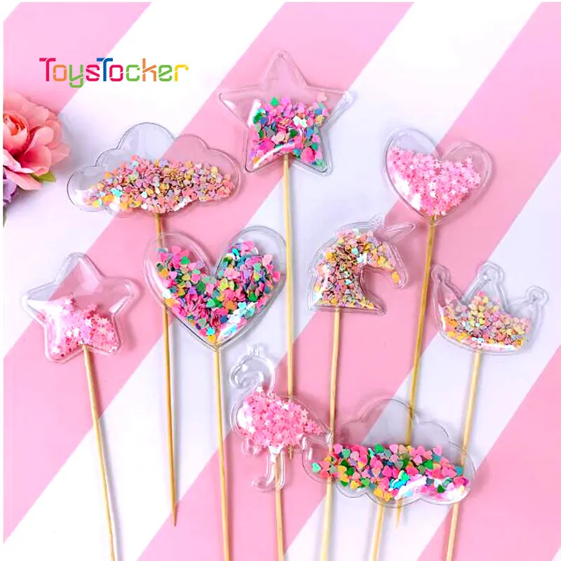 Прозрачный блестящий торт Единорог Топпер на день рождения прекрасный флаг