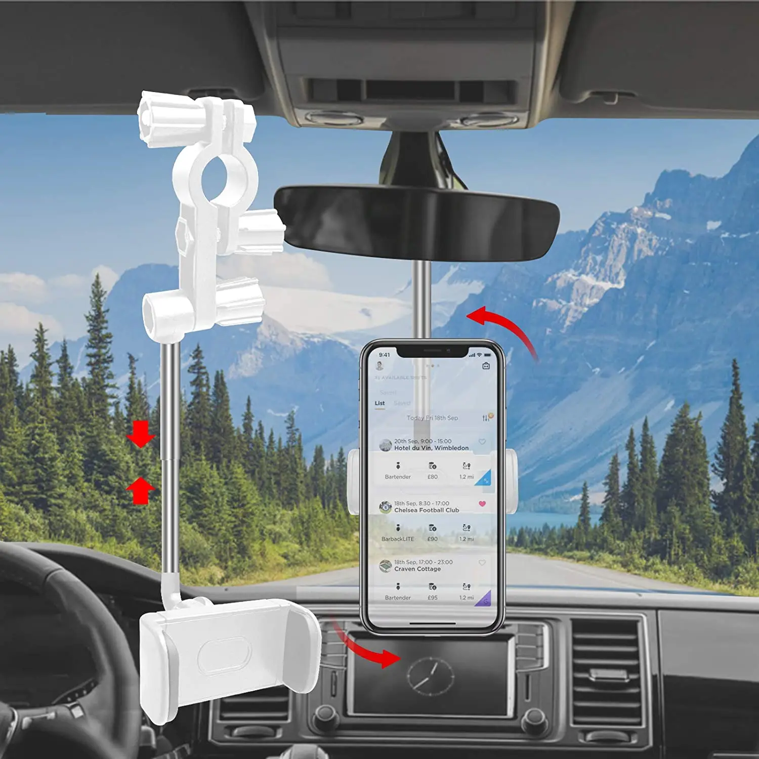 Универсальный автомобильный держатель для телефона на зеркало заднего вида 360