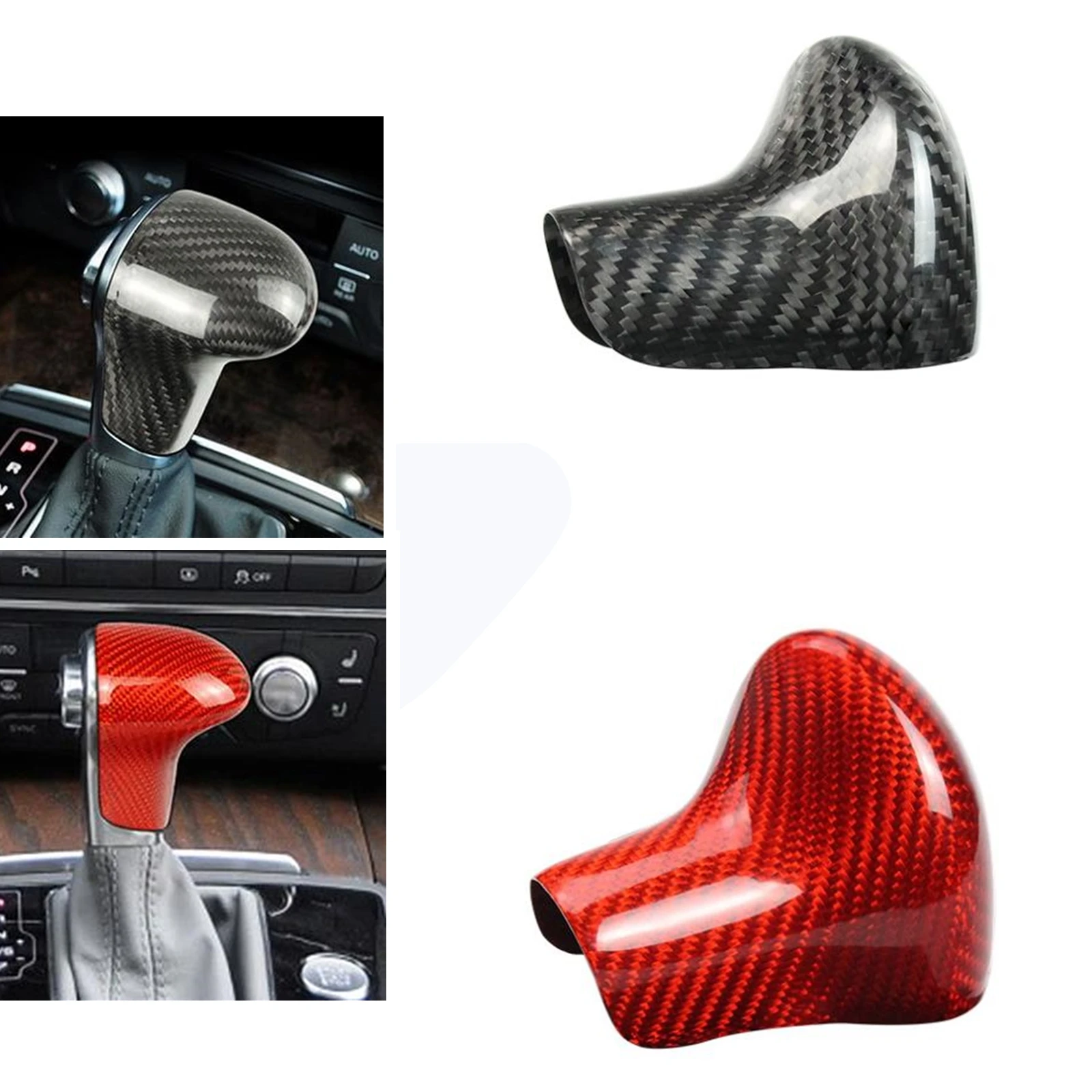 

Black / Red Carbon Fiber Gear Shift Knob Cover For Audi A4(2013-2016) A5 (2012-2016) A6(2012-2015) A7(2009-2014) Q5(2013-2018)