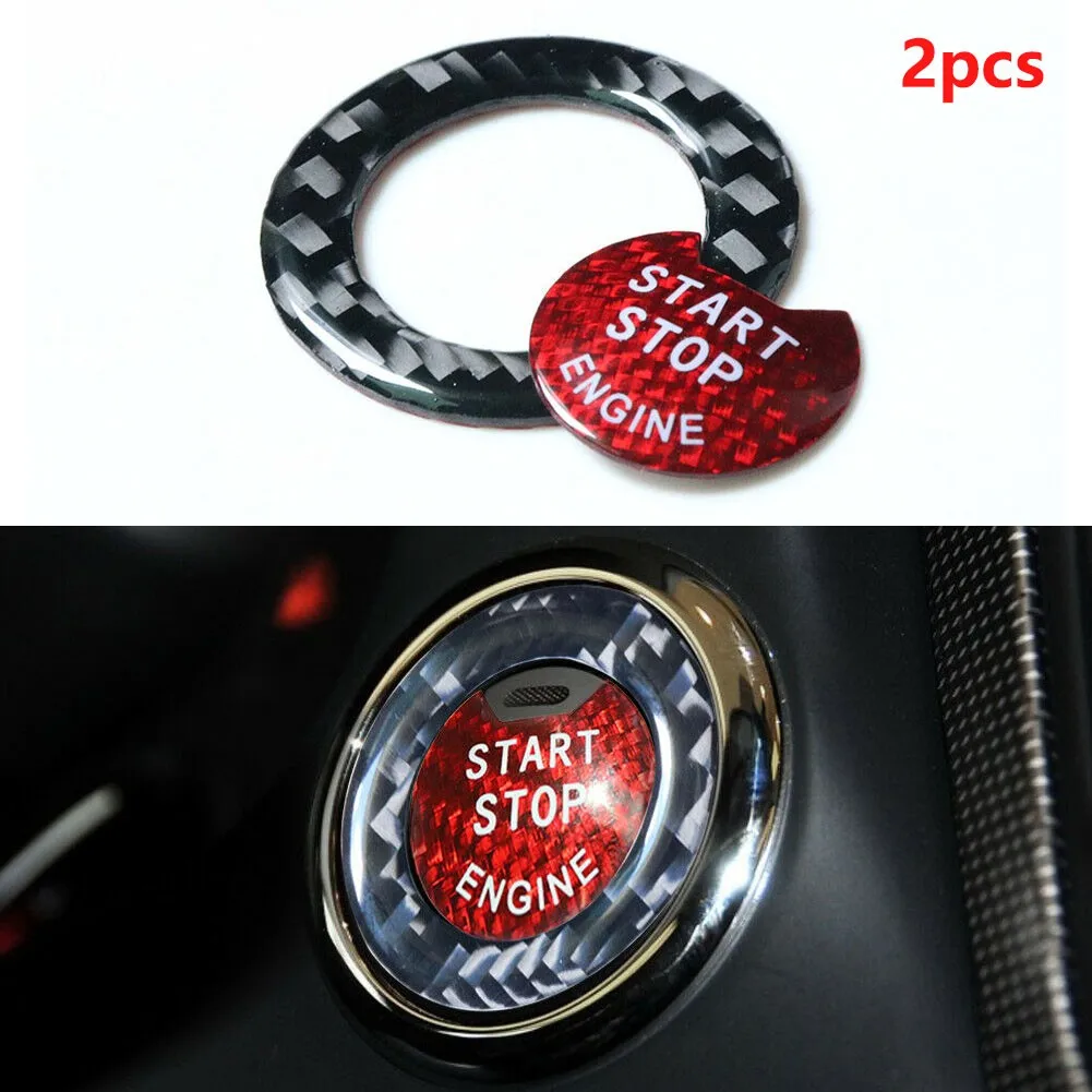

Car One-button Start Button Nut Stickers Interior Decoration Trim Carbon Fiber For Infiniti Q50 Q60 2014-2019 Car Accessories