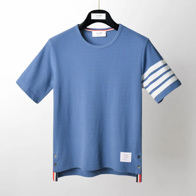 

TB 2021 Fashion Brand T-Shirt Men Women Short Sleeve Casual Clothing Summer Blue red O-neck Cotton Shirts