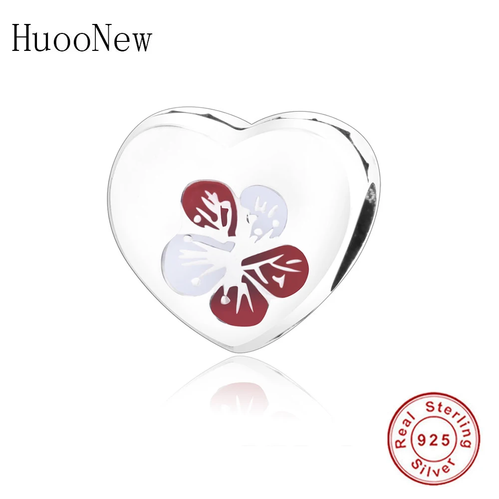 Оригинальный очаровательный браслет красный серый эмаль цветок персика сердце