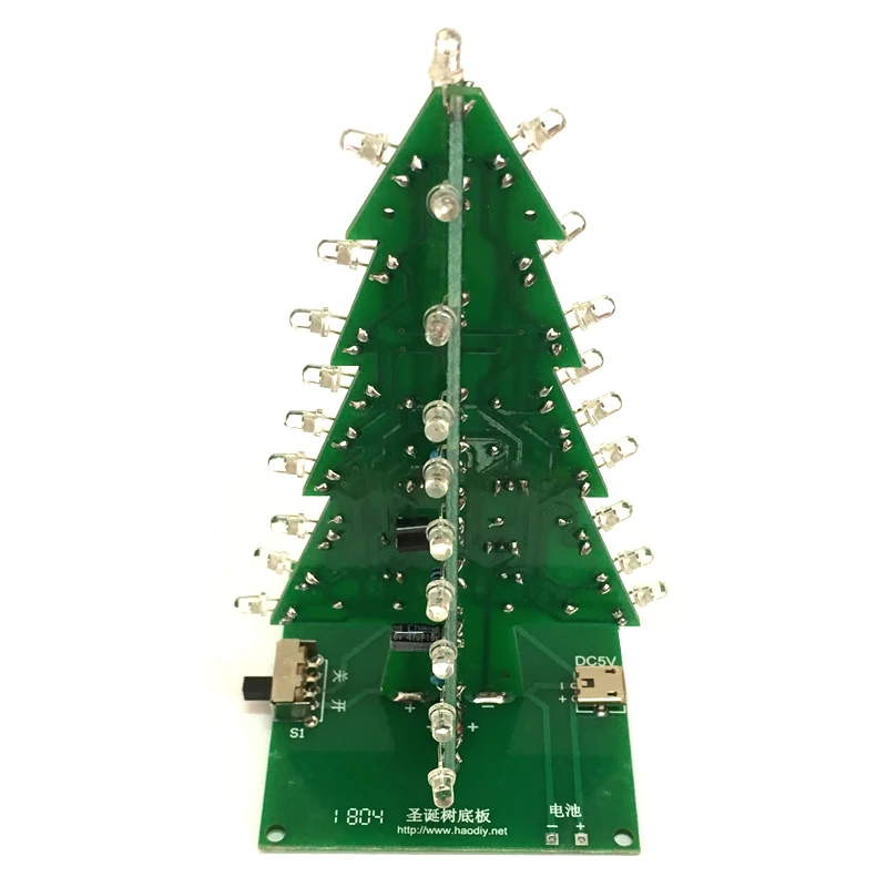 Lusya Diy Kit трехмерная цветная Рождественская елка светодиодный флэш дерево