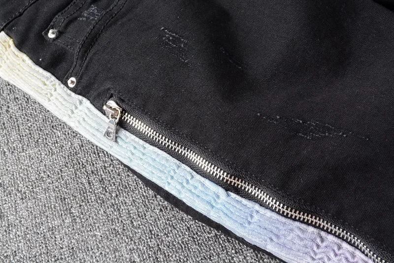 Джинсы мужские Плиссированные в полоску Узкие рваные брюки скинни из денима