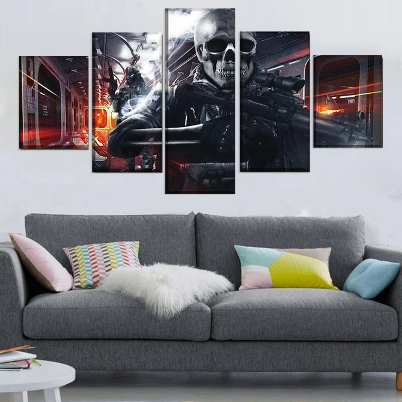 Настенные картины на холсте с изображением черепа 5 панелей без рамки - купить по