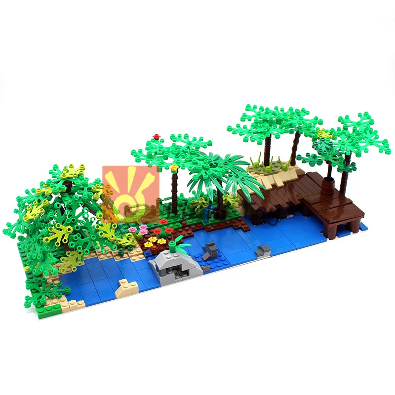 Moc DIY сад дерево двор просвечивающие строительные блоки кирпичи совместимые с