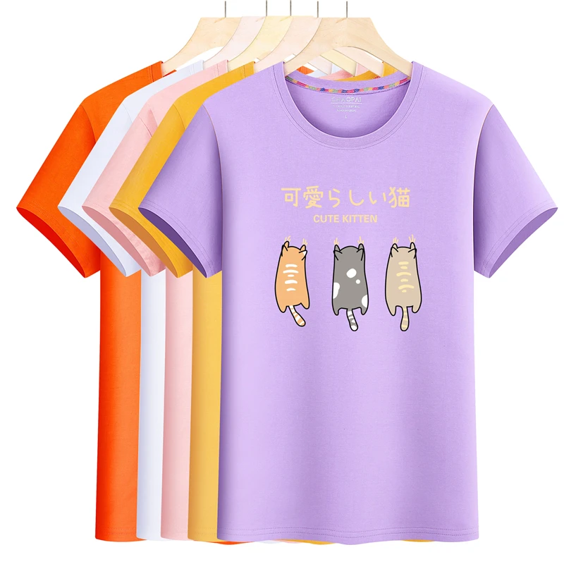 

2021 Summer Women Clothing Kawaii Graphic T Shirt Women Harajuku Cotton T-shirts Plus Size Tops Manga Punk Retro Vintage T-shirt