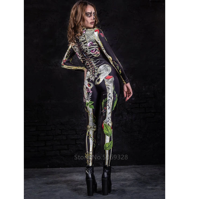 Женский костюм для Хэллоуина скелет 10 цветов готический с черепом сексуальный