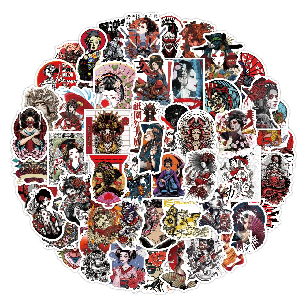 

10/30/50PCS Retro Japanese Geisha Tattoo Girls Stickers Decals Phone Laptop Guitar Wall Waterproof Sticker Kids Toys Wholesale