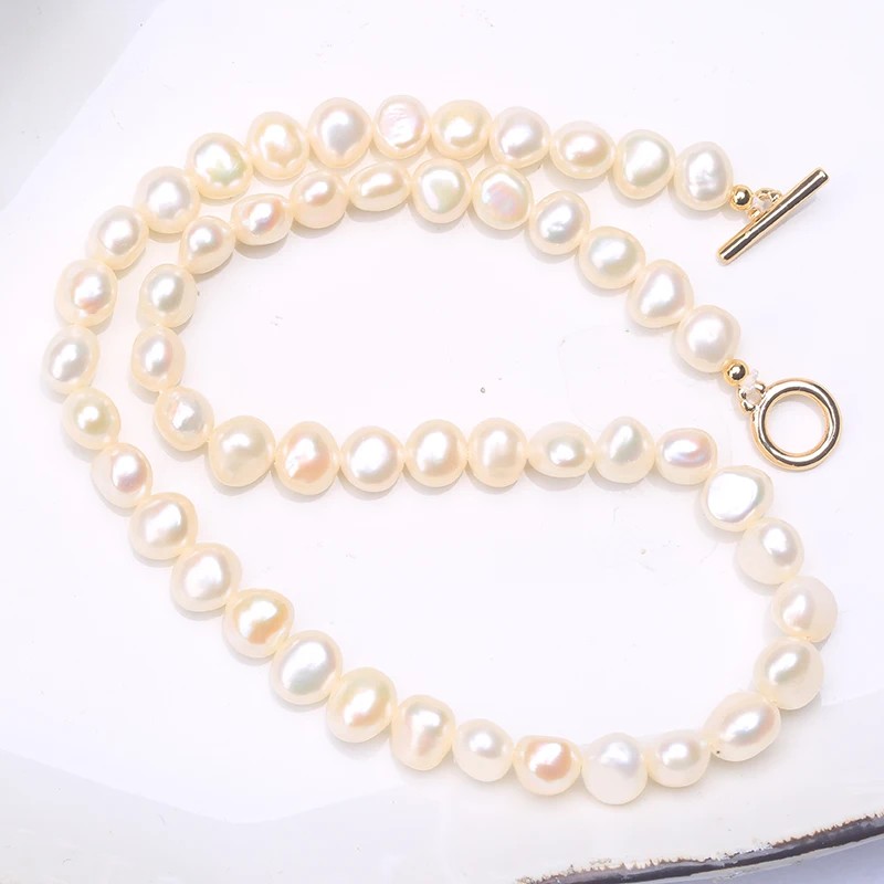 Колье с натуральным пресноводным жемчугом 14 к круглой пряжкой|Ожерелья| |