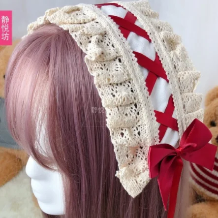 headwear Дворцовая принцесса, милое платье лолиты, Ретро стиль, falbala, кружево, с принтом в виде банта, высокая талия, викторианское платье, kawaii, Готическая Лолита, jsk - Цвет: headwear