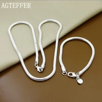 agteffer 925 sterling silver 81618202224 inch snake chain bracelet necklace for women men brand sets fashion jewelry gift