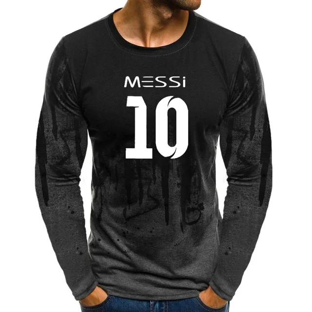Новый мужской пуловер с круглым вырезом и градиентом Messi 10 принтом Повседневная