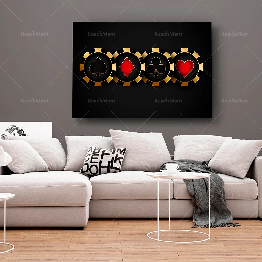 

Poker chips wall art poker room elegant decoration luxury art casino wall decoration poker players Cadeau pour lui ou sondÃ©corde