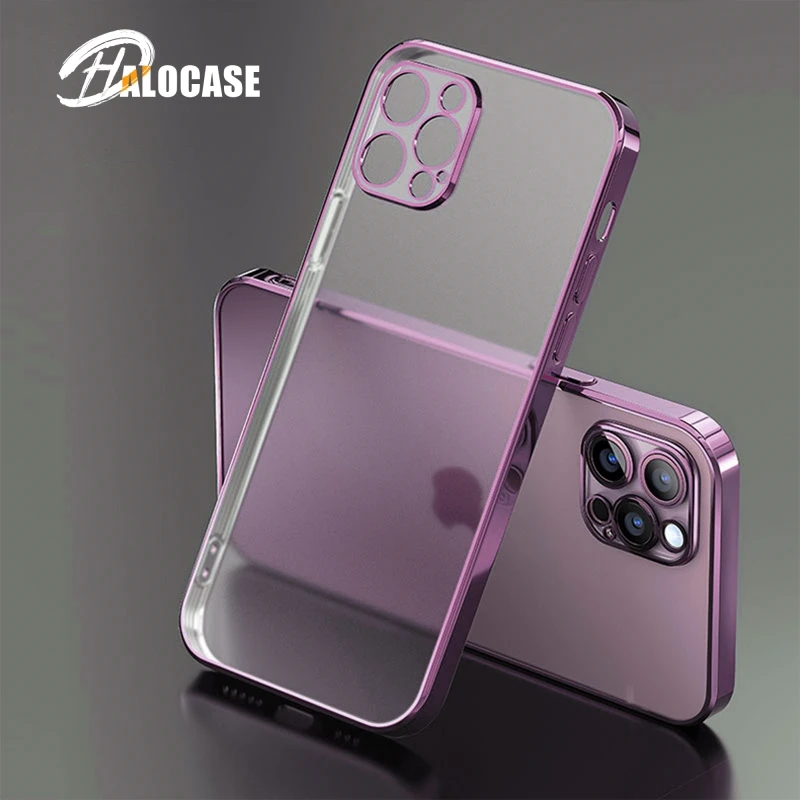 

Luxury Plating Soft Silicone Case for iPhone 11 12 Pro XS Max Mini Square Frame Matte for iPhone XR 6 7 8 Plus Transparent Case