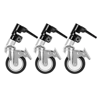 3pcs photo studio swivel casters wheels with 25mm diameter mounting holes for video photography c stand tripod rubber wheels