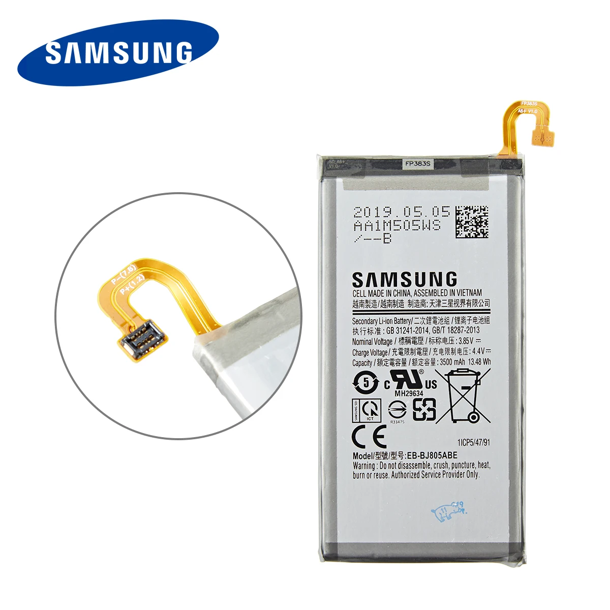 SAMSUNG Orginal EB-BJ805ABE 3500mAh Battery for Samsung Galaxy A6 Plus A6+ SM-A605F A605G A6050 A605K A605FN A605GN A6058