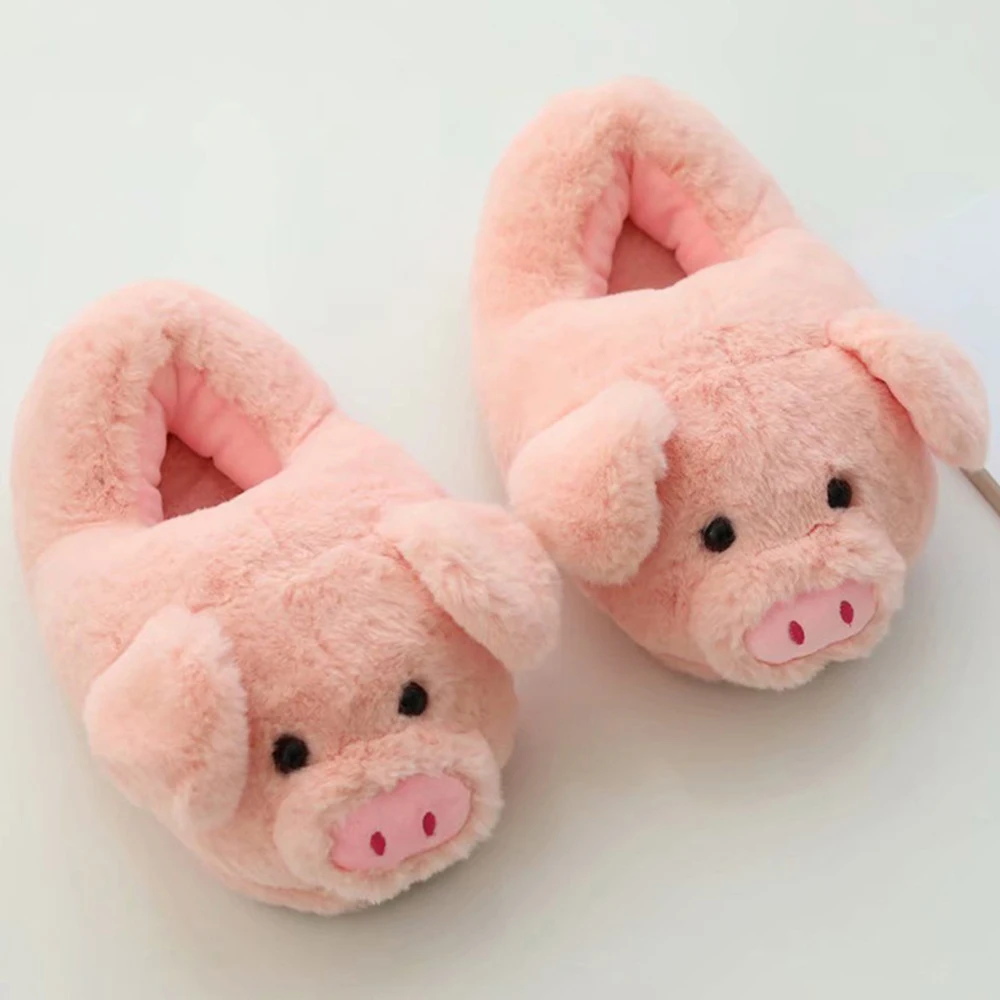 

Ladies Winter Cotton Slippers Cute Pink Pig Women Cartoon Animal Plush Home Shoes Female Indoor Slipper тапочки для дома hy515
