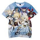 Футболка с коротким рукавом для мужчин и женщин, модная уличная одежда с 3D-принтом героев Аниме и игры Genshin Impact, топы в стиле Харадзюку, большие размеры, на лето