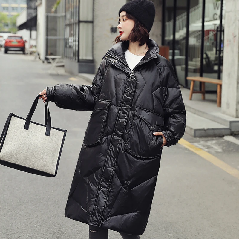 Fitaylor/зимняя длинная куртка с воротником стойкой для женщин Белый пуховик на