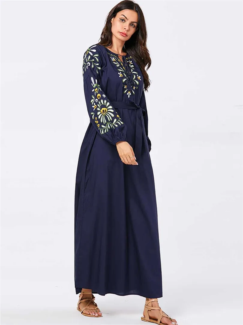 Женская мусульманская одежда макси с длинным рукавом длинное платье