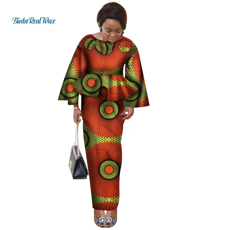 Женский комплект с юбкой и топом Bazin Riche из 2 предметов цветочным принтом оборками