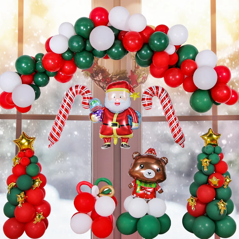 

Набор рождественских воздушных шаров, красные и латексные шары, шары для рождественской вечеринки, шары Санта-Клаус для новогоднего украшения