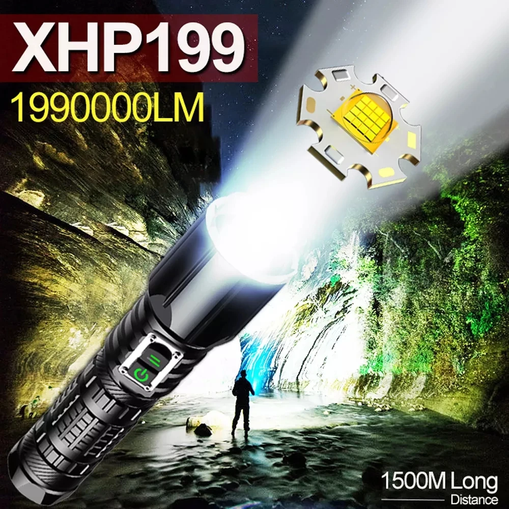 Самый мощный яркий светодиодный фонарик XHP199 18650 лм масштабифонарь с 5 режимами USB