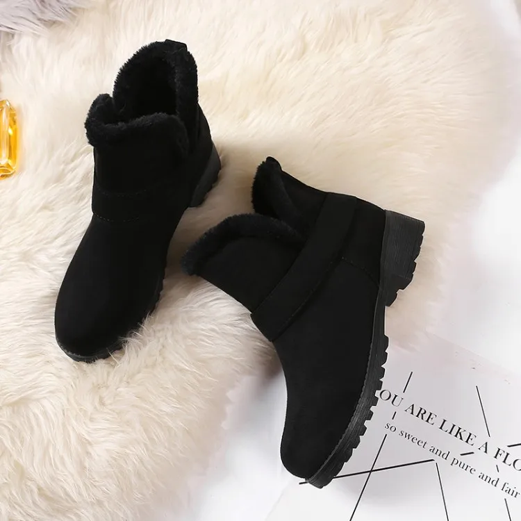 Big Size 9 10 11-17 boots women shoes ankle boots for women ladies boots shoes woman winter Flat sleeve buckle round head