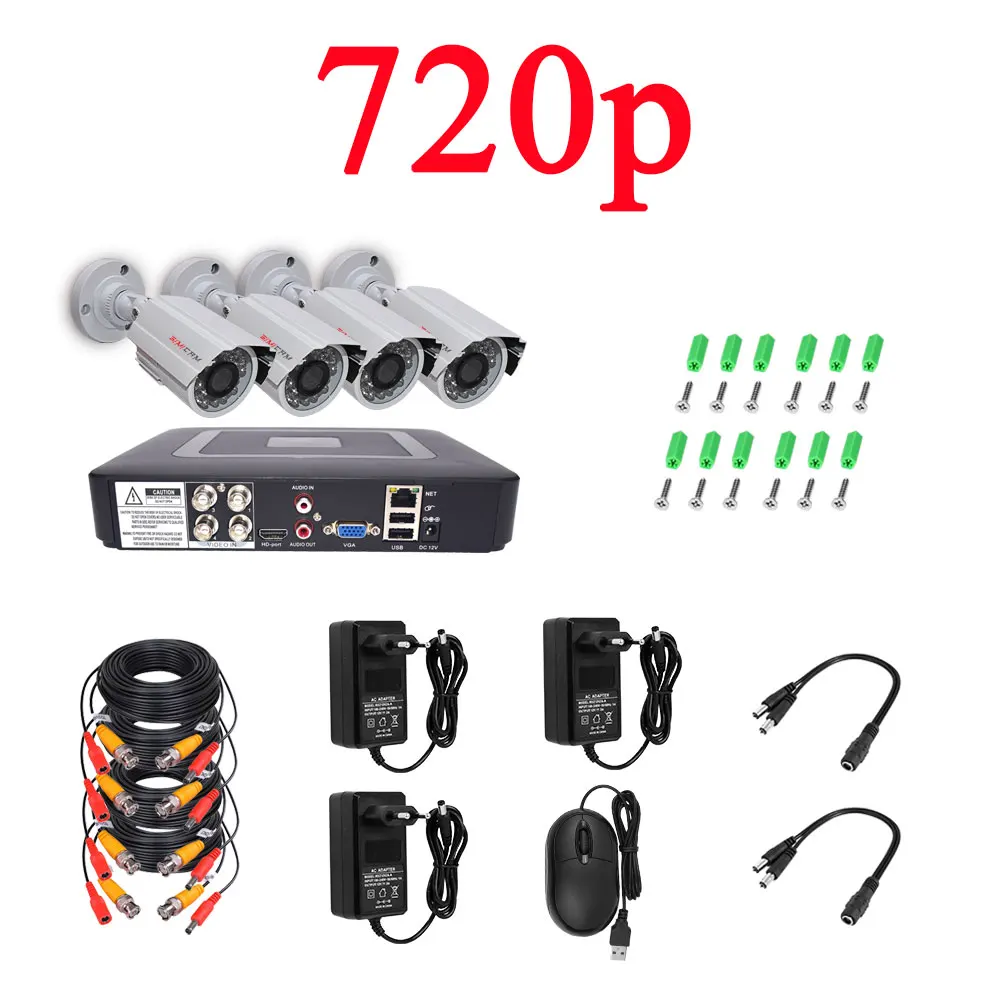 720P camera Видео камеры видеонаблюдения системы аналоговая AHD 4ch HD 720 P/1080 P Водонепроницаемый Ночное видение ip cctv камера комплект камеры безопасности - Цвет: 720P camera