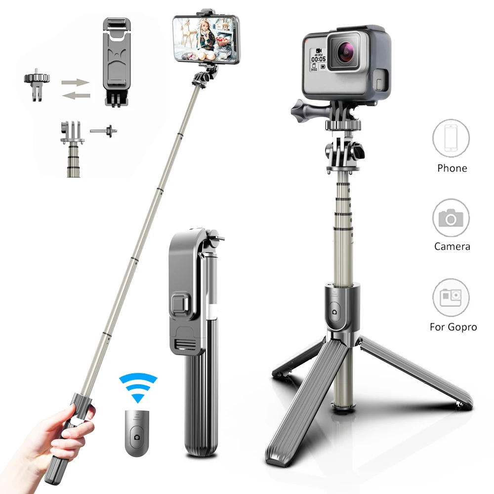 2021 new 4 In1 Bluetooth Wireless Selfie Stick Tripod Foldable Universal for Smartphones for Gopro and Sports Action Cameras