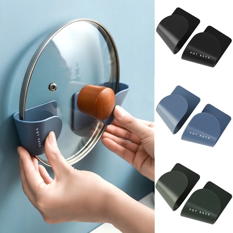 

Self Adhesive Pot Lid Holder Punch-Free Pan Cover Storage Rack Holder Wall Mounted Home Kitchen Cooking Utensil Tool Organizer