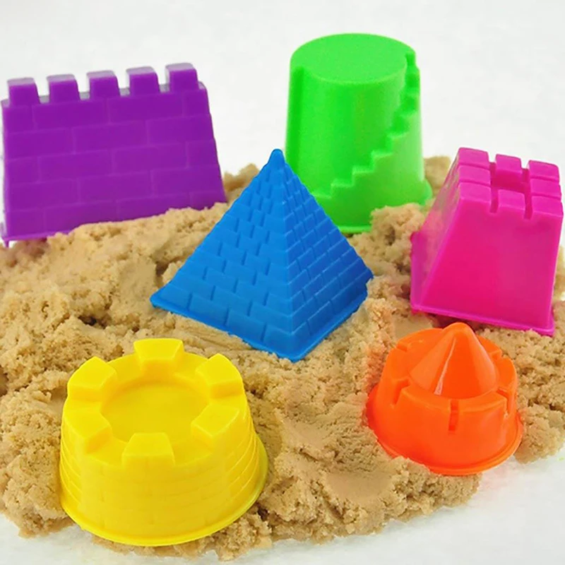 

6Pcs/Set Mini Portable Castle Sand Clay Mold Toys Children Pyramid Sandcastle Kids Classic Model Building Kits Outdoor Game Toy