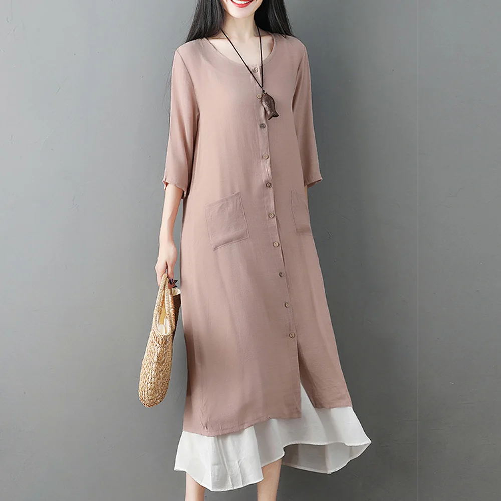 Women Summer Beach Bikini Cover Up Linen Long Dress Cardigan Jacket Coat Tops |