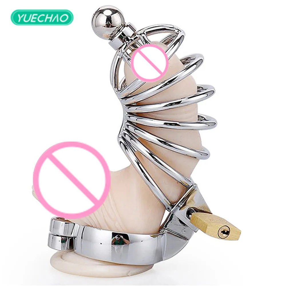 Металлическая клетка с замком для пениса массажер тела из нержавеющей стали