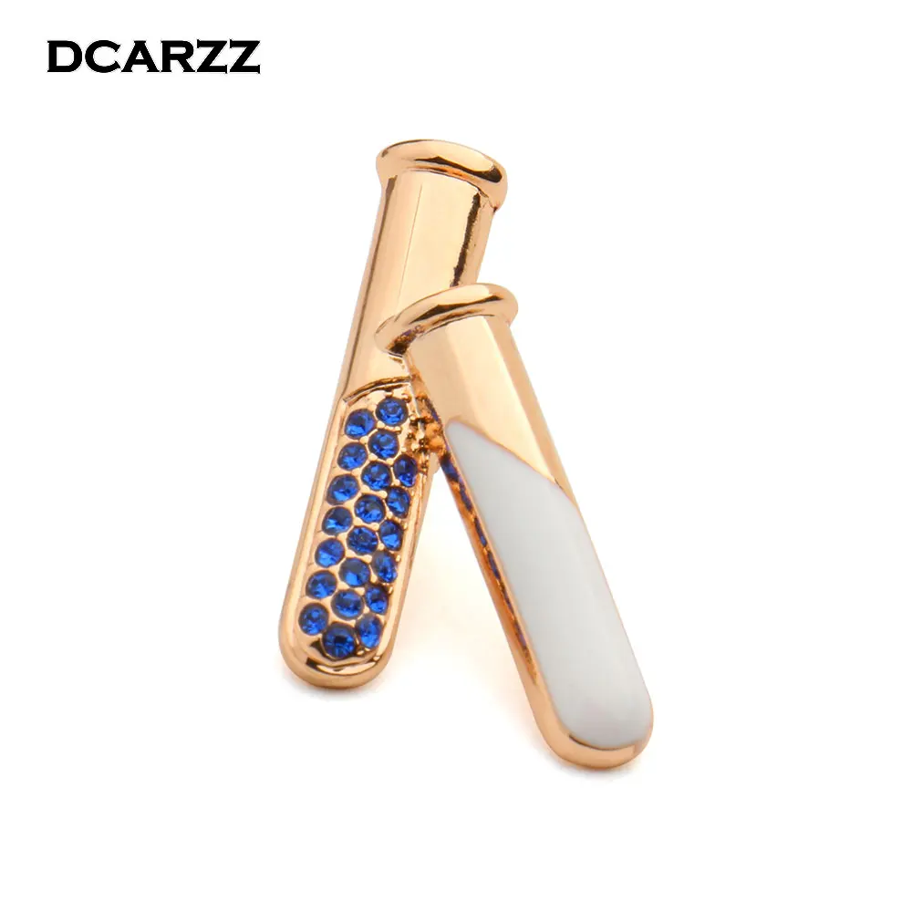 Брошь в виде трубки/колбы с красочными кристаллами научные ювелирные изделия