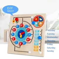 childrens montessori toddler preschool toys for 3 4 years old wooden calendar learning clock educational gifts for boys girls