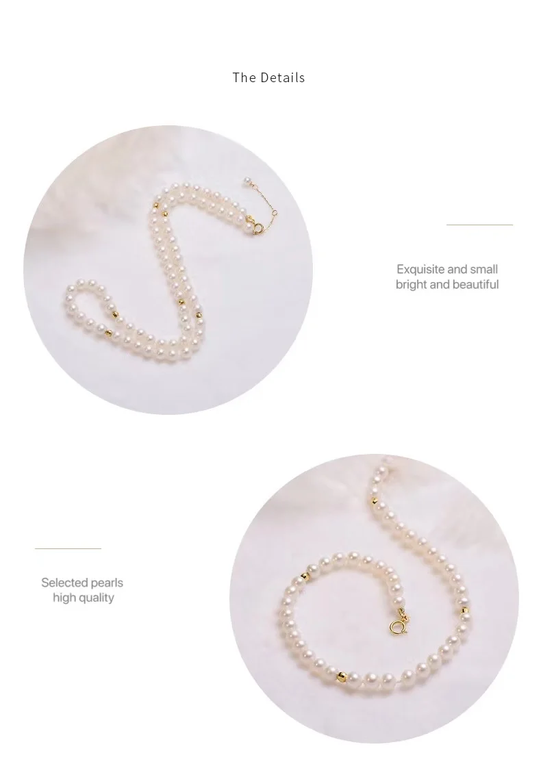 ?? 18 18kソリッドイエローゴールドジュエリー (AU750) 女性のレースのネックレスチョーカーチェーン天然淡水真珠ファッション女性