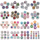 6 шт.лот оснастки ювелирные изделия 18 мм оснастки кнопки горный хрусталь Металлический Цветок Любовь взаимозаменяемые 18 мм защелки подходят DIY кнопки браслет